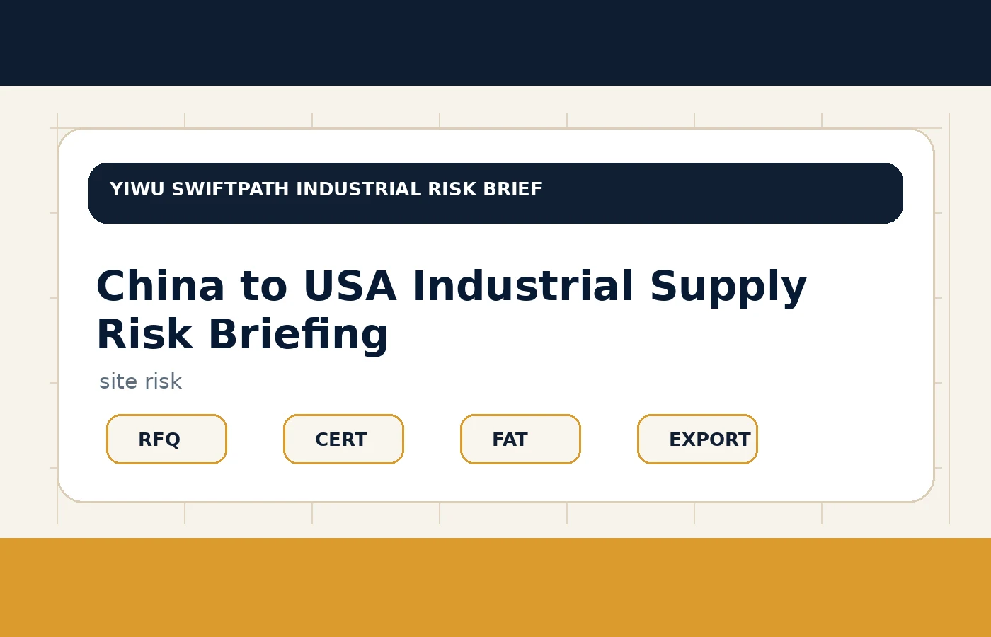 Industrial site risk reduction through China-side inspection and export document control