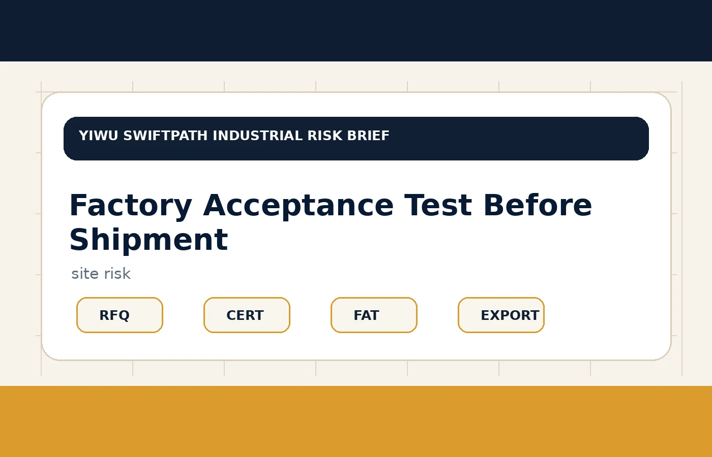 Industrial site risk reduction through China-side inspection and export document control