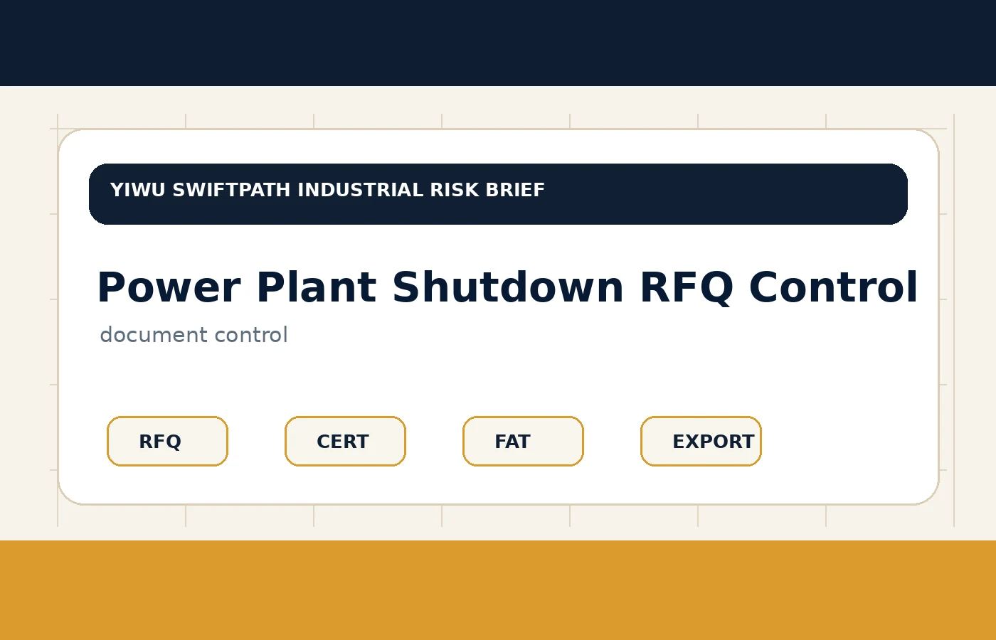 Industrial procurement document and supplier route control for Power Plant Shutdown RFQ Control